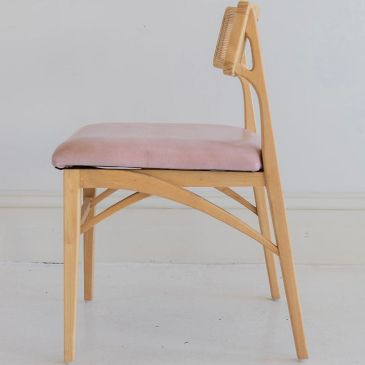 ANYA TEAK RATTAN & LEATHER DINING CHAIR-NATURAL