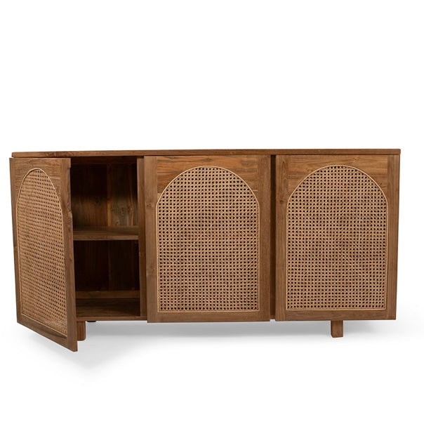 Teak & Rattan Arch Sideboard