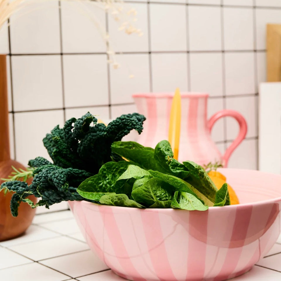 PINK STRIPE SALAD BOWL