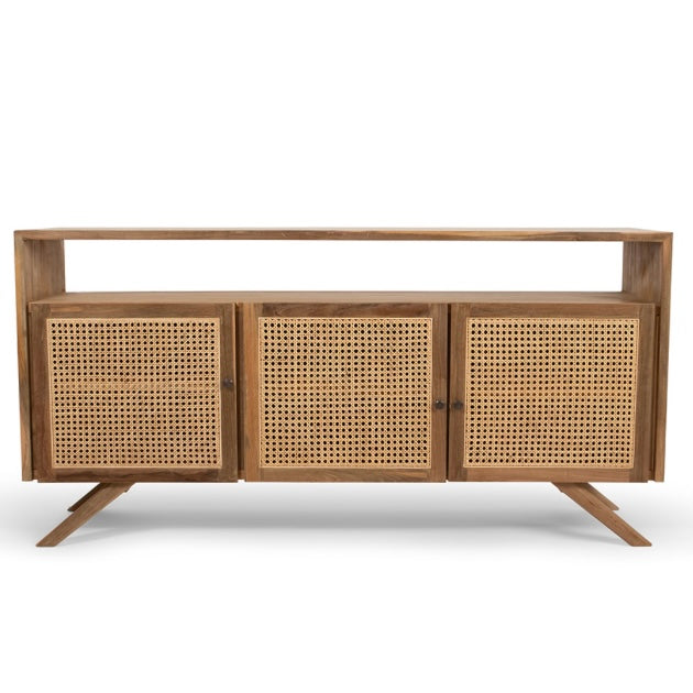 Teak & Rattan Sideboard