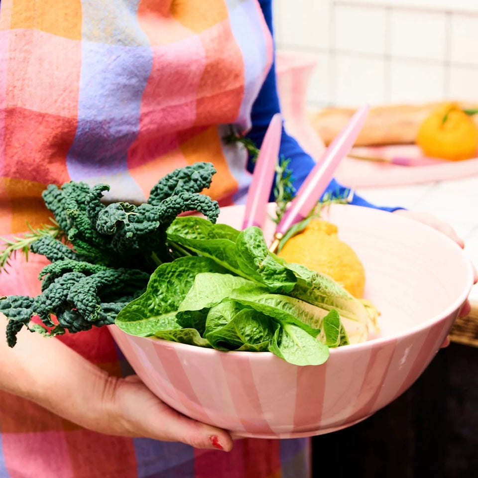 PINK STRIPE SALAD BOWL