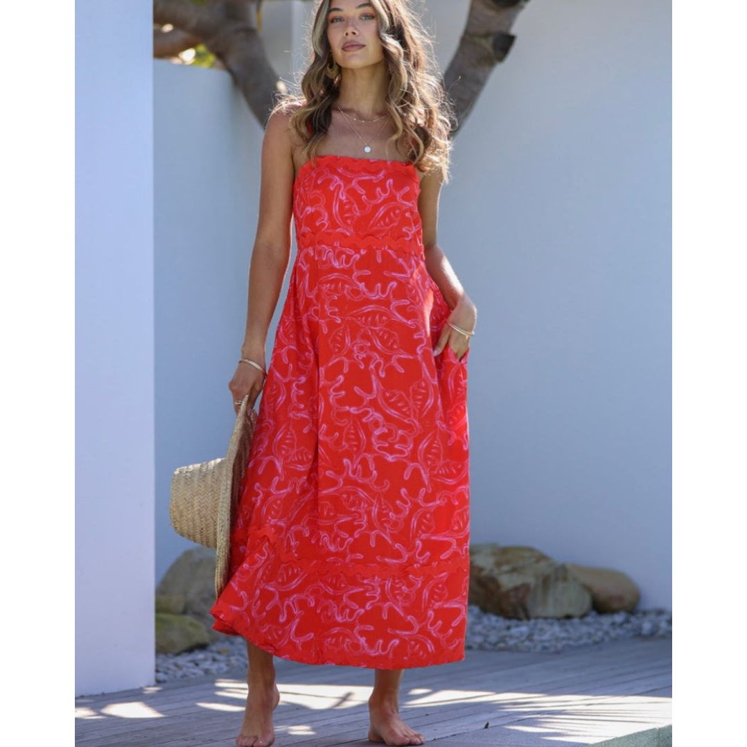BONNIE RIC RAC DRESS- WATERMELON & PINK