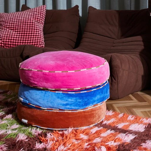 ETIENNE VELVET FLOOR CUSHION - BOUGAINVILLEA