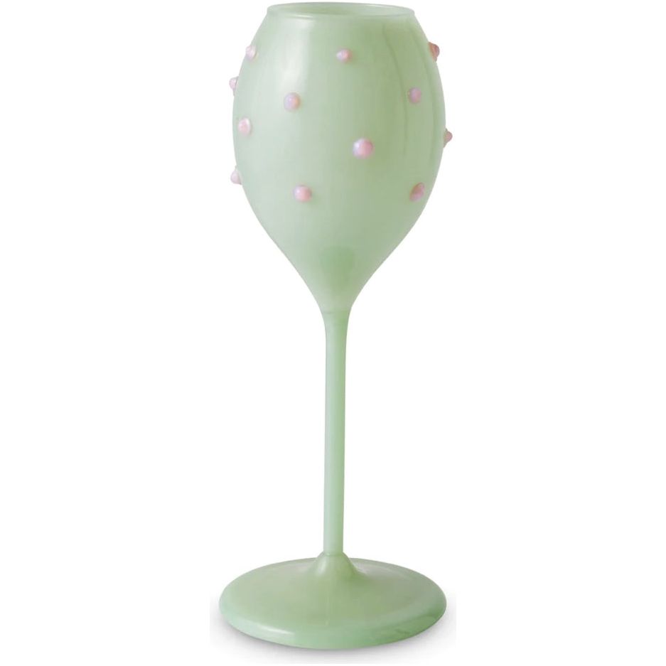 PISTACHIO POLKADOT CHAMPAGNE GLASS 2P SET