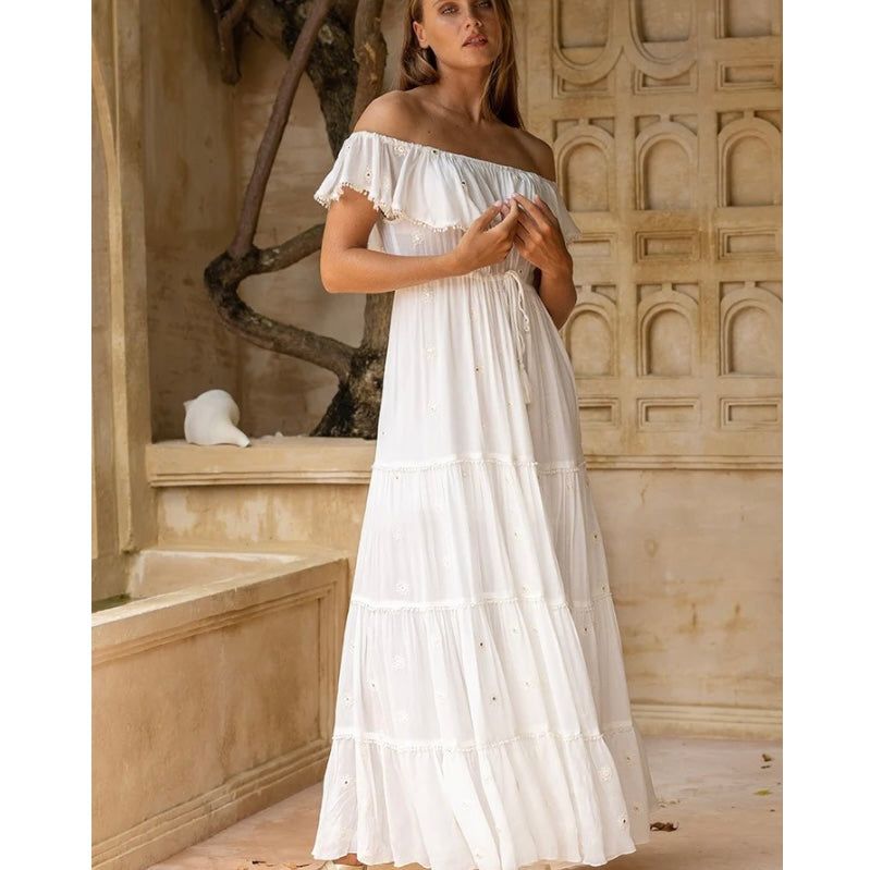 MISS JUNE KATE LONG DRESS - OFF WHITE-