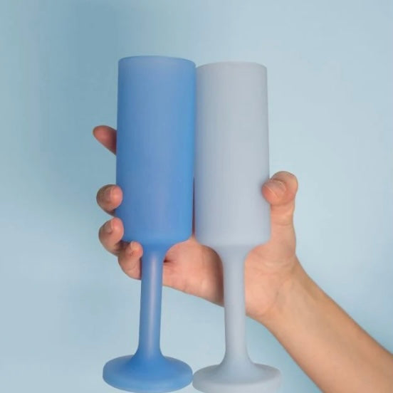 SEFF-UNBREAKABLE SILICONE CHAMPAGNE FLUTES-SKY & KINGFISHER