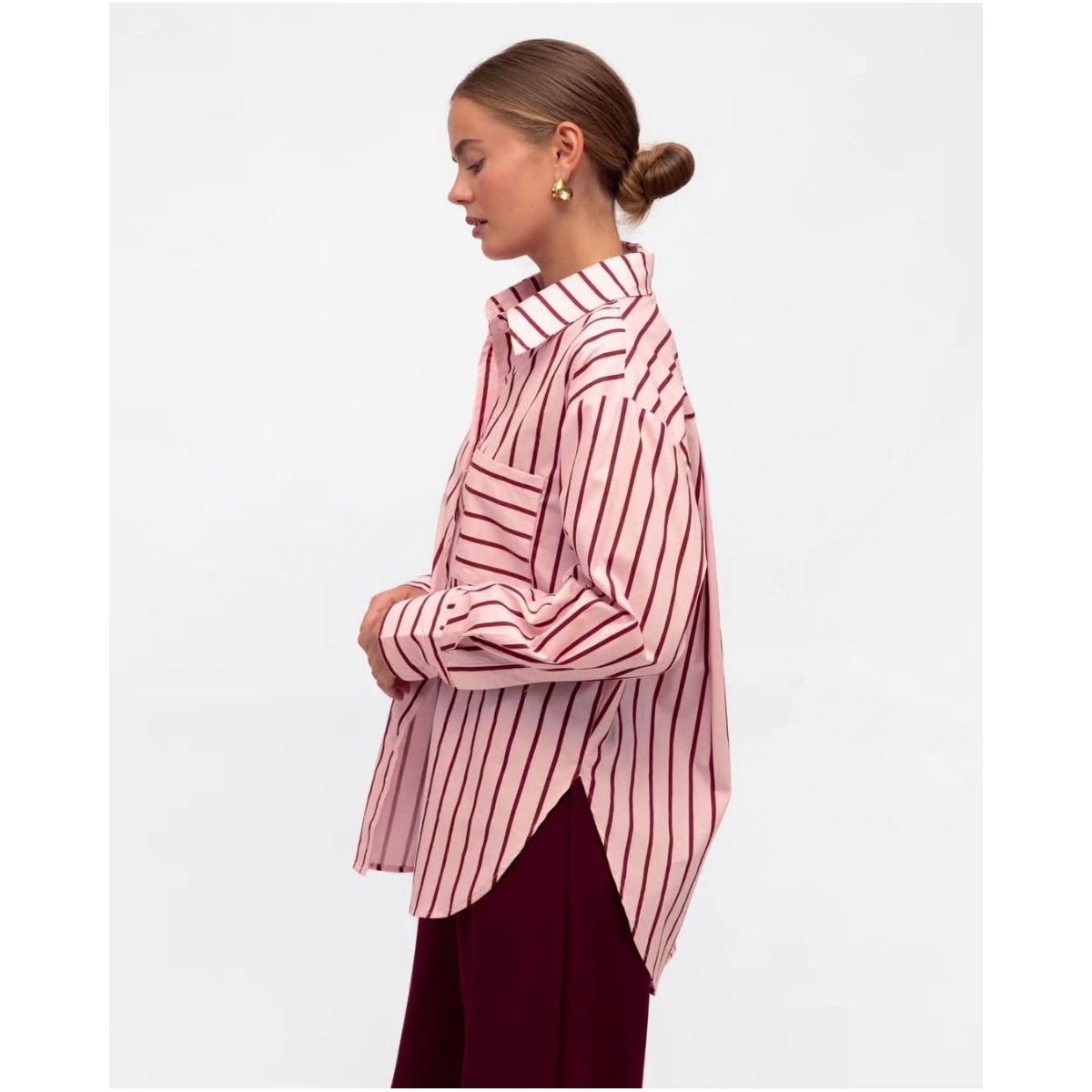 JOLIE STRIPED COTTON SHIRT - PINK & CHERRY