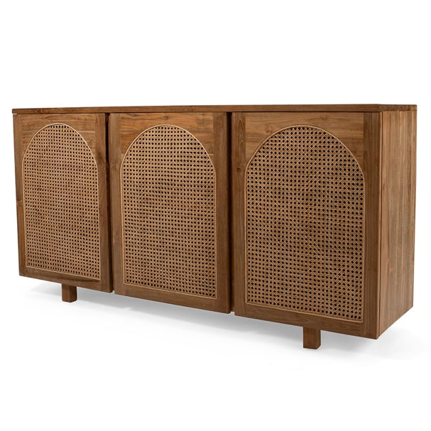 Teak & Rattan Arch Sideboard