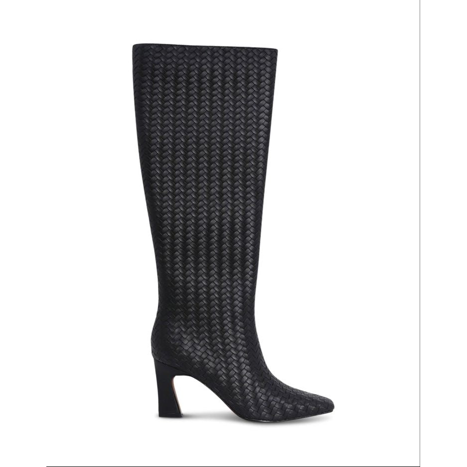 WINNIE LEATHER WOVEN ANKLE BOOT-BLACK