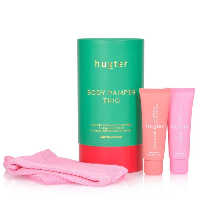 Body Pamper Trio | Emerald Green with Bright Pink