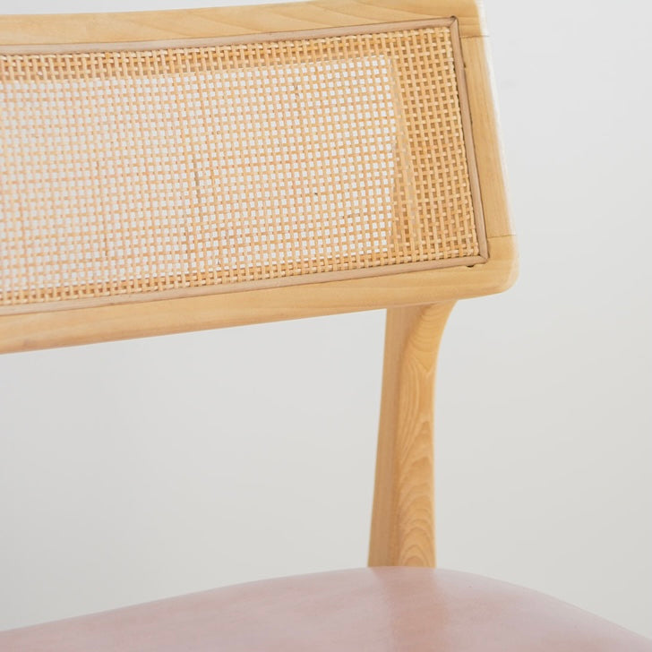 ANYA TEAK RATTAN & LEATHER DINING CHAIR-NATURAL