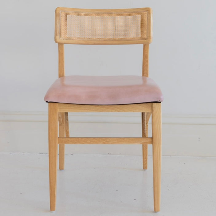 ANYA TEAK RATTAN & LEATHER DINING CHAIR-NATURAL