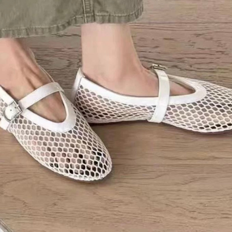 MARY JANES-WHITE MESH