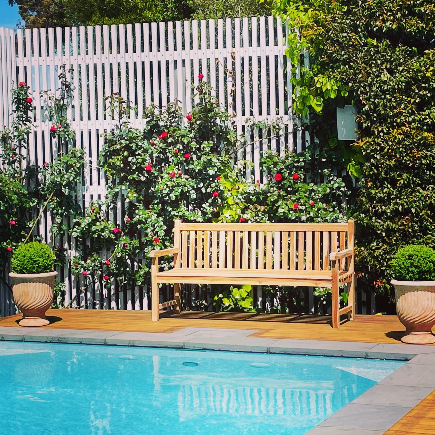 Solid Outdoor Teak Park Bench 150cm & 180cm