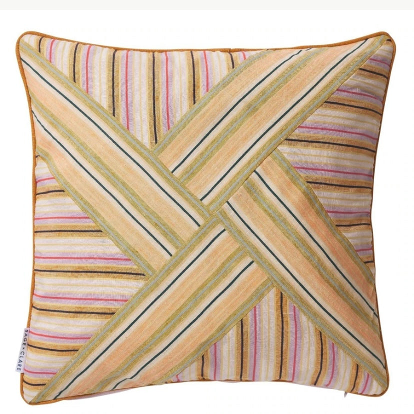 BRADLEY PATCH CUSHION -SAGE & CLARE