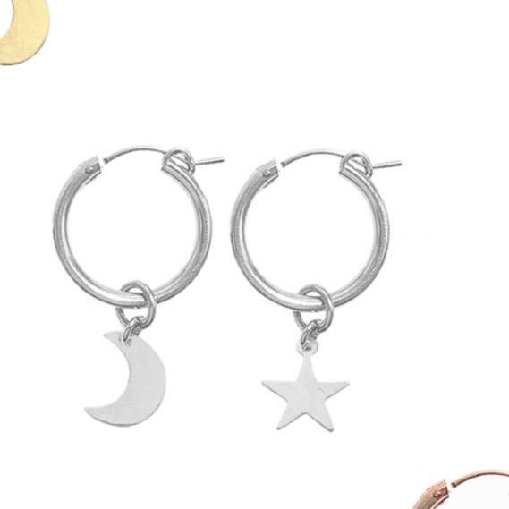 Misuzi Jewellery Paris Hoop with Star and Moon Earrings