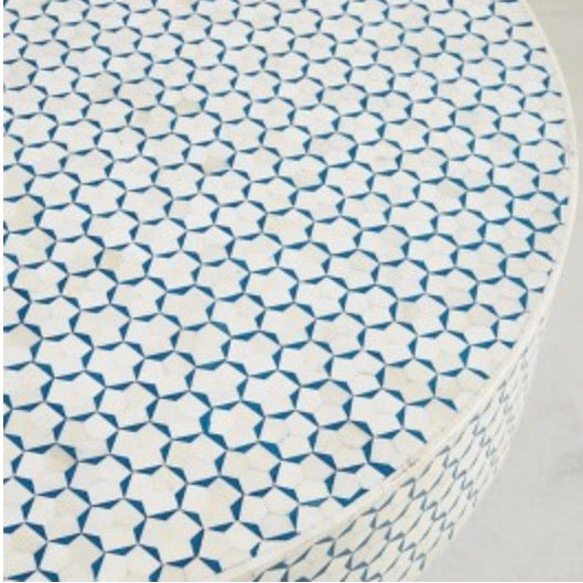 Bone Inlay Round Coffee Table Octagonal Pattern PRE ORDER.