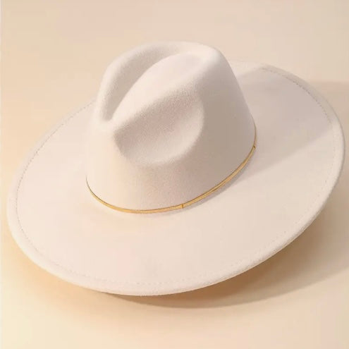Flat Brim Herringbone Chain Fedora Hat