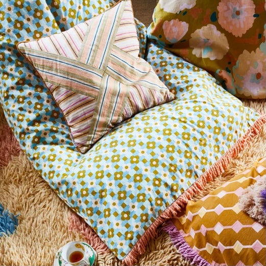 BRADLEY PATCH CUSHION -SAGE & CLARE