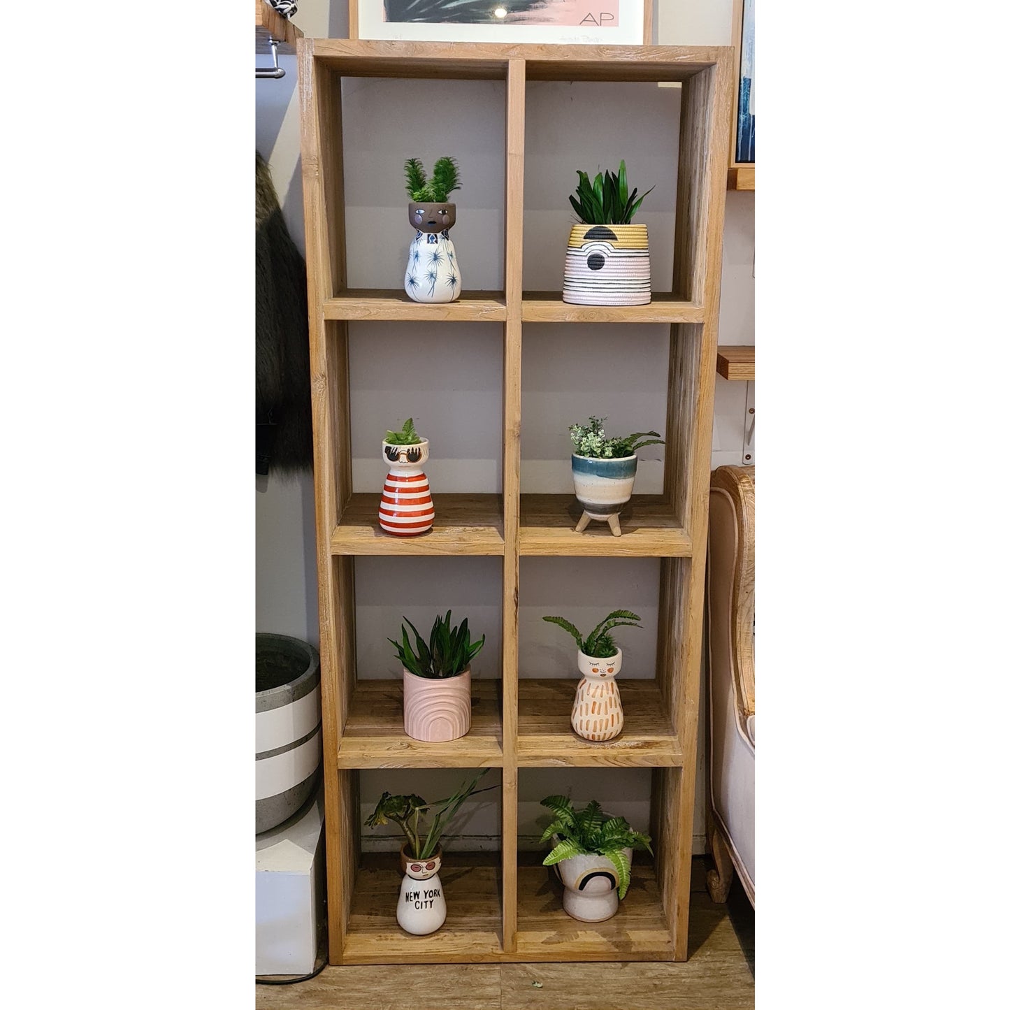 Solid 8 Hole Recycled Teak Bookshelf