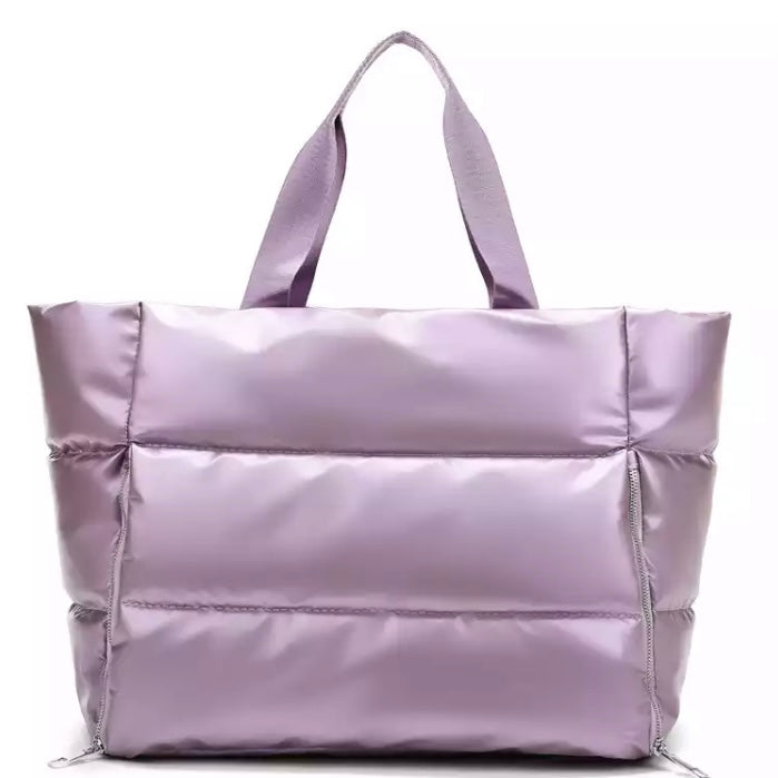 Cyber Metallic Puffer Tote-Lilac