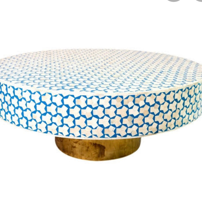Bone Inlay Round Coffee Table Octagonal Pattern PRE ORDER.