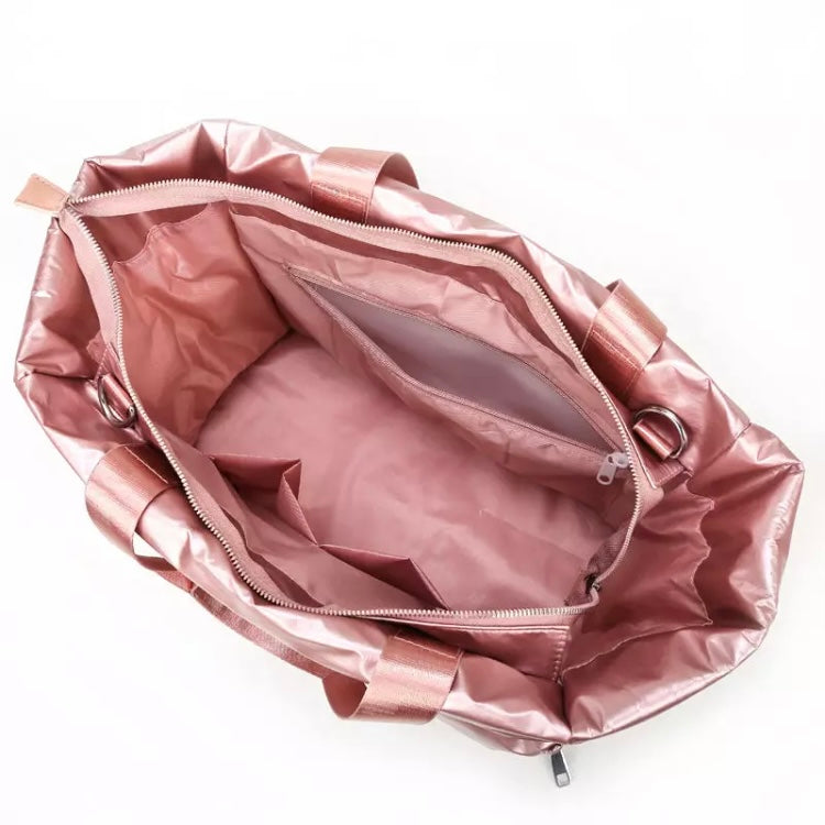 Cyber Metallic Puffer Tote -Pink