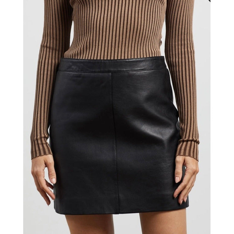 ENA PELLY CLASSIC MINI SKIRT-BLK/ SMOOTH/SILVER