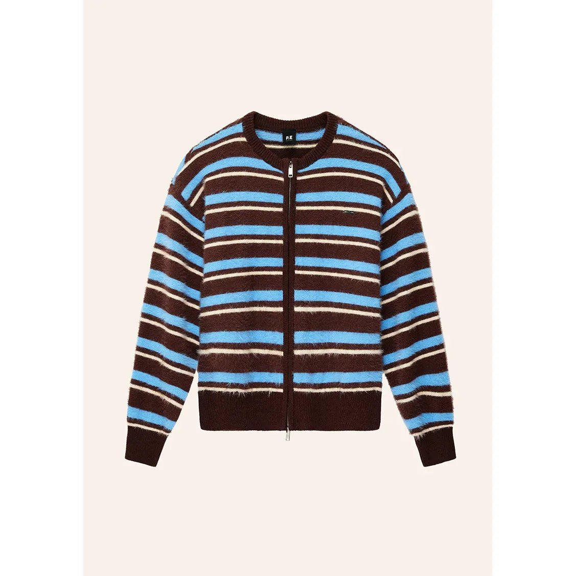 P.E Nation-Sable Stripe Knit Bomber -Coffee Stripe