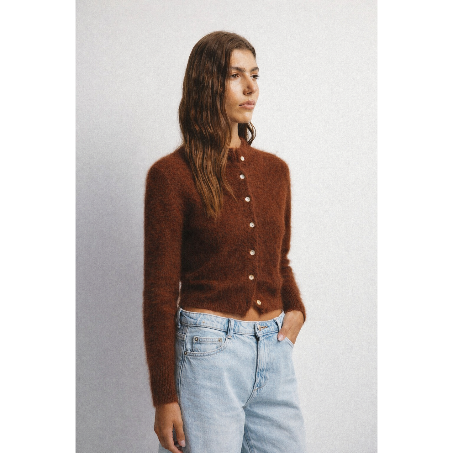 Bella Button Up Cardigan-Chocolate