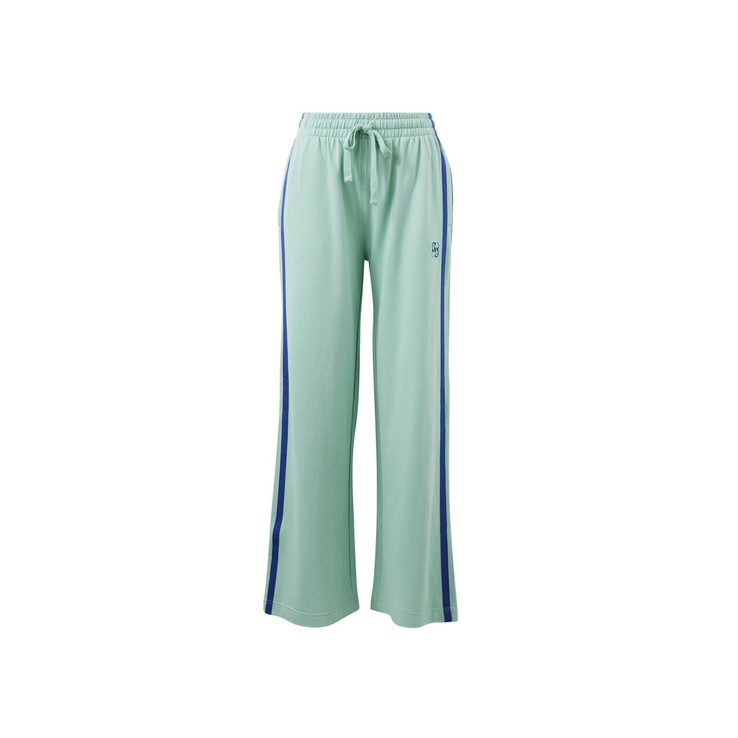 Gigi Wide Leg Terry Trackpant-Seafoam/ Polo Blue Side Stripe
