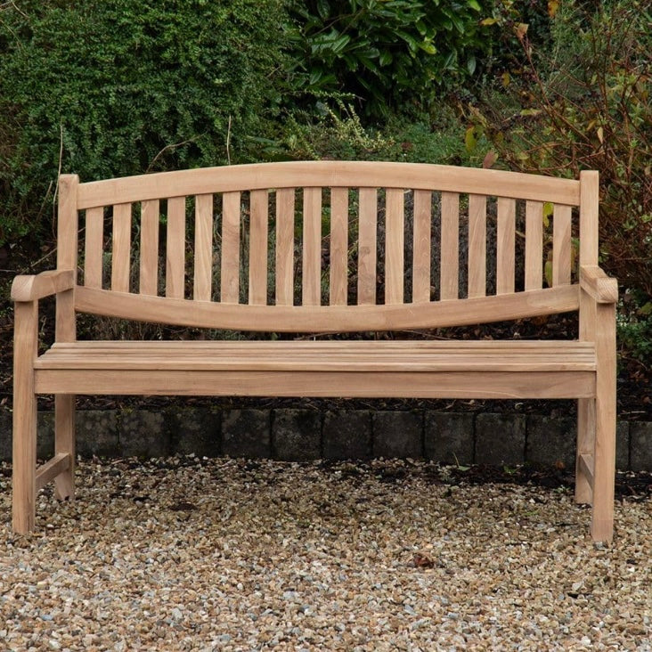 Solid Outdoor Teak Oval Bench