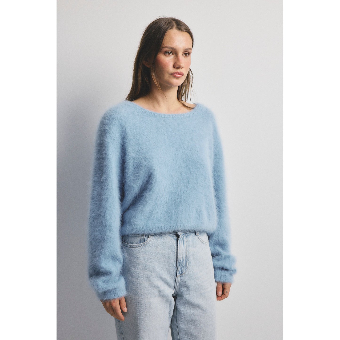 Stella Cashmere Boat Neck-Sky