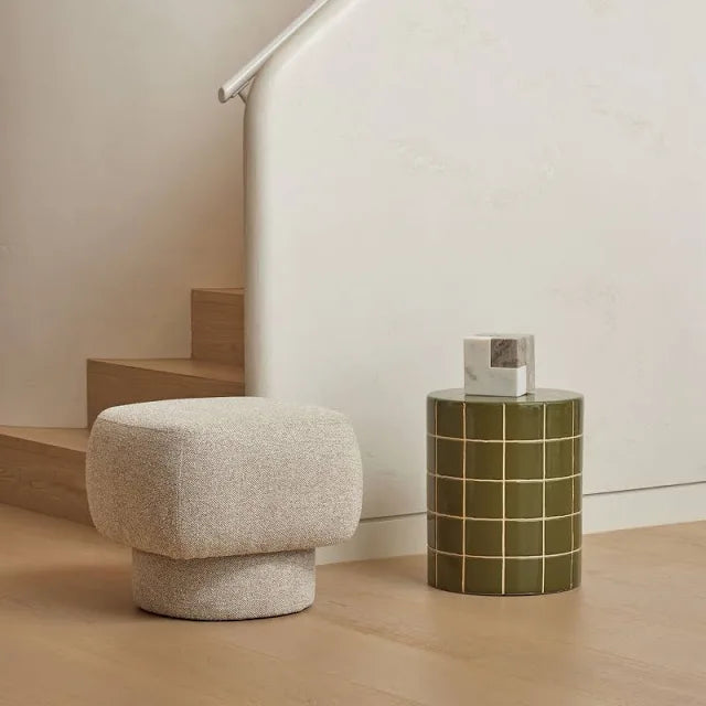 Luca Side Table-Olive & Off White