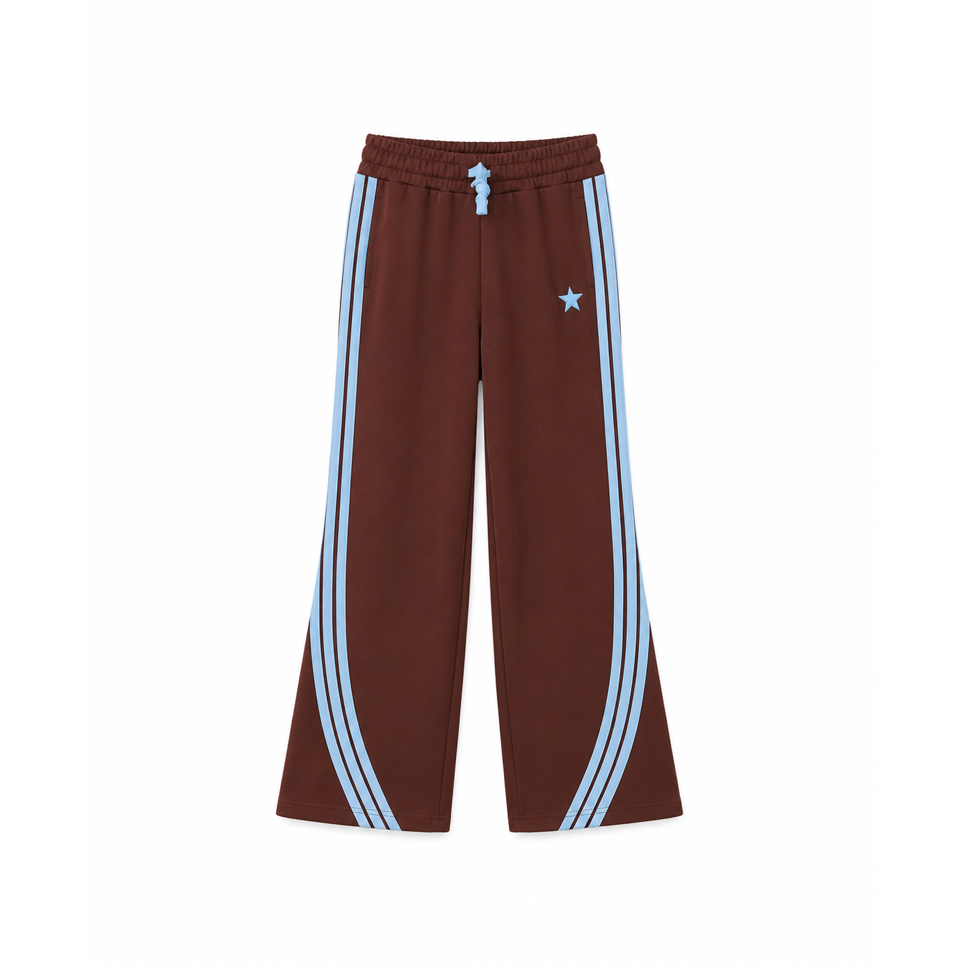Wide Leg Track Pants - Chocolate & Sky