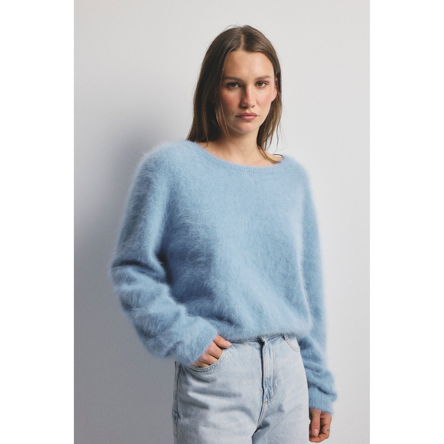 Stella Cashmere Boat Neck-Sky