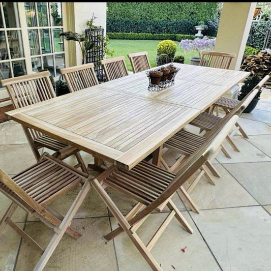 Solid Outdoor Teak 11 Piece Setting-PRE ORDER MID NOVEMBER