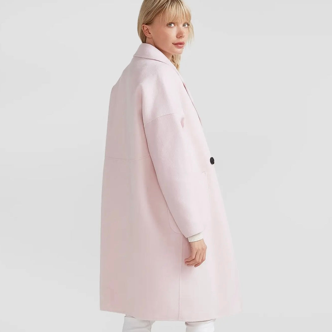 Sadie Double-Breasted Wool Blend Coat- Soft Pink