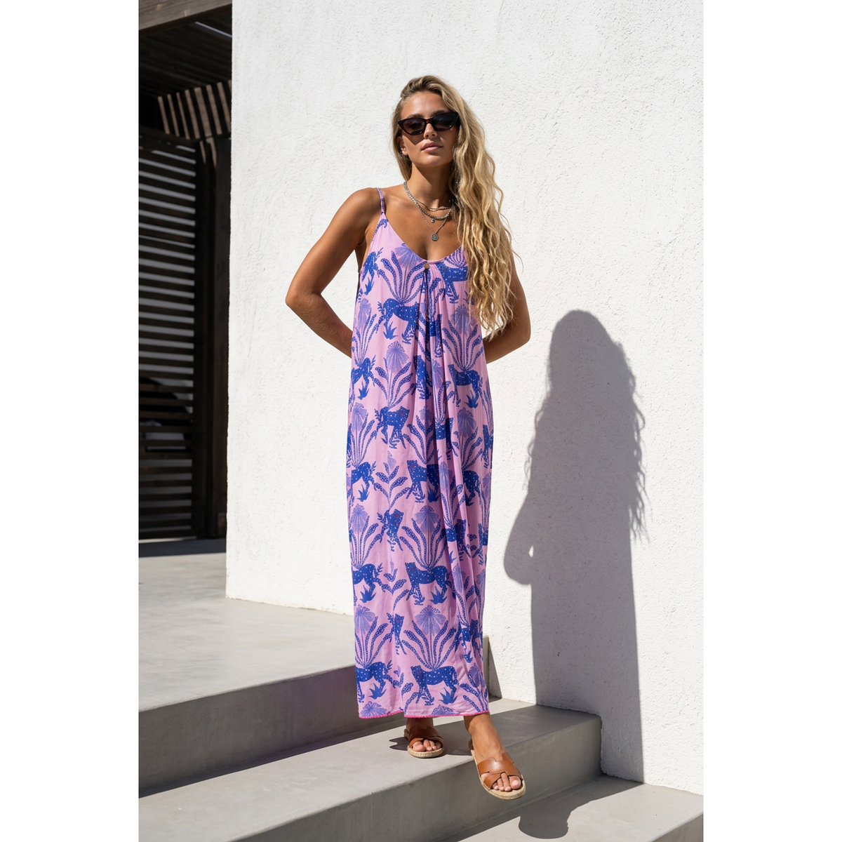 Jagger Maxi Dress-Cobolt & Pink