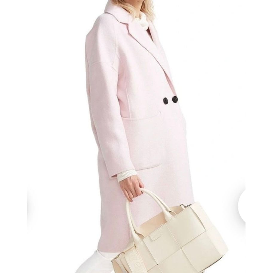 Sadie Double-Breasted Wool Blend Coat- Soft Pink