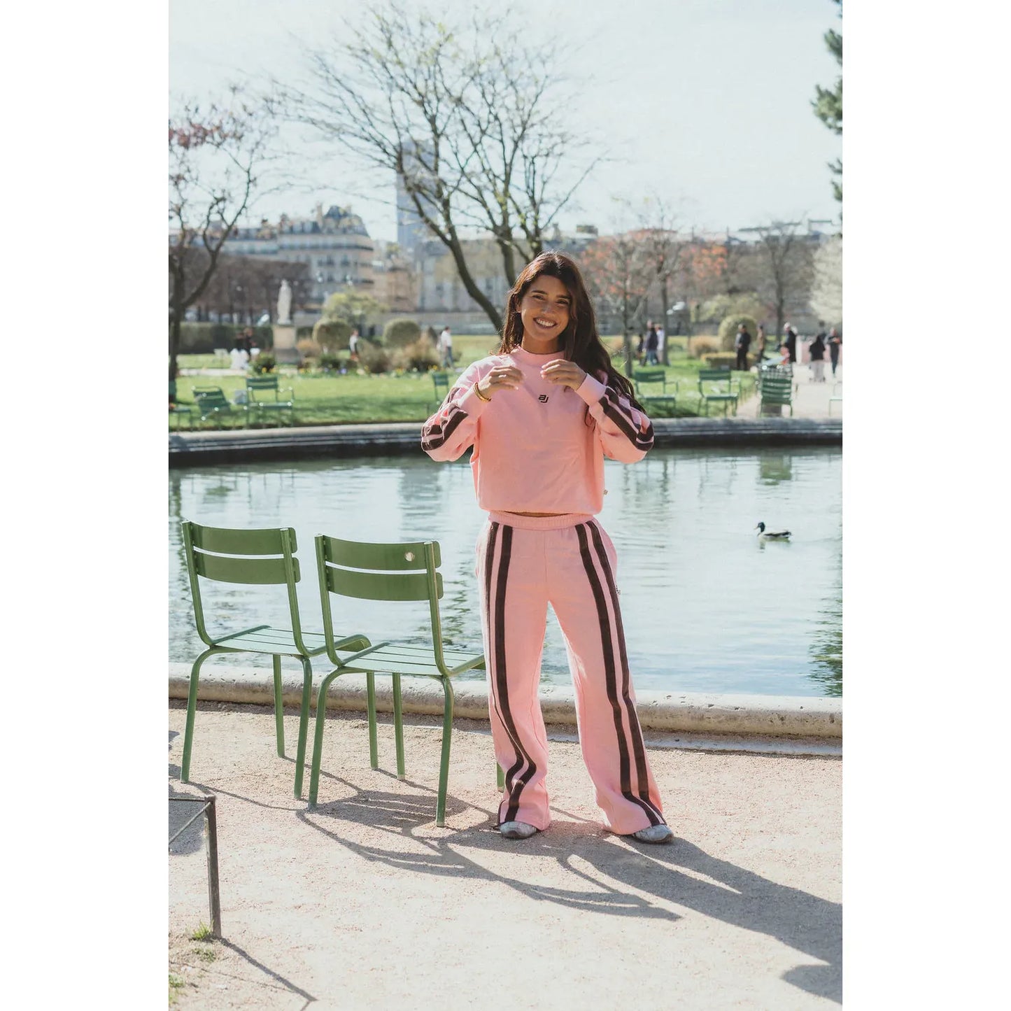 AJ LOGO STRIPE TRACKPANT-ROSE QUARTZ