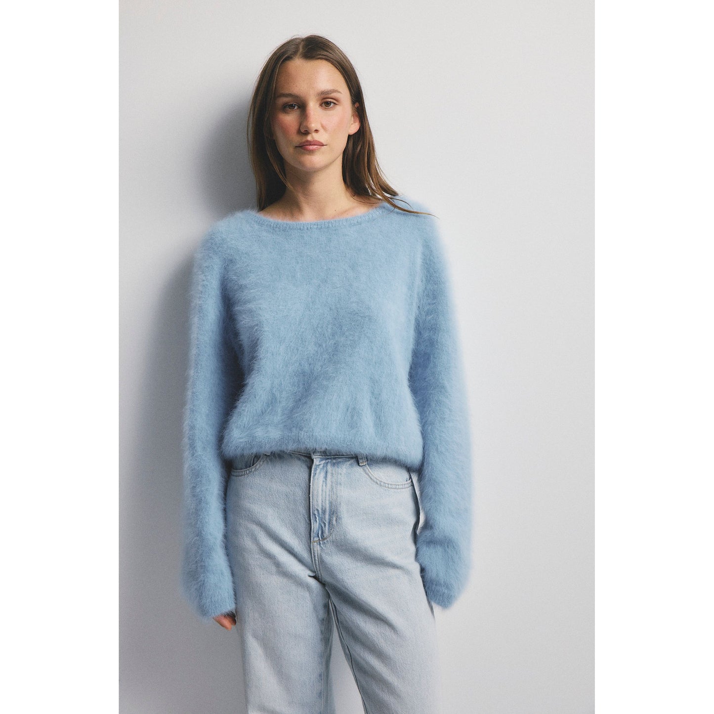 Stella Cashmere Boat Neck-Sky
