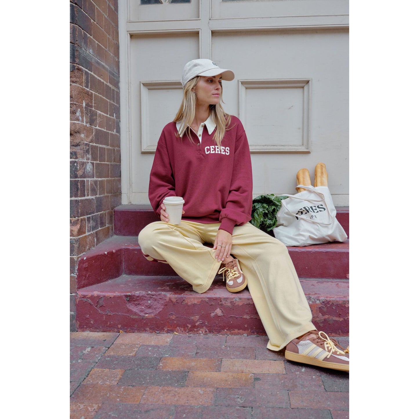 Wren Rugby Sweat-Washed Burgundy & White