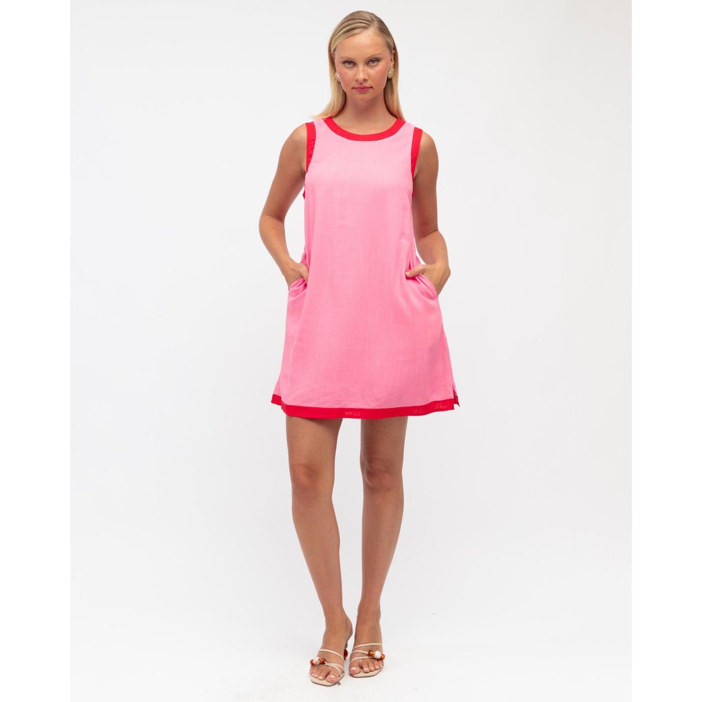 Jude Shift Dress-Pink/Cherry