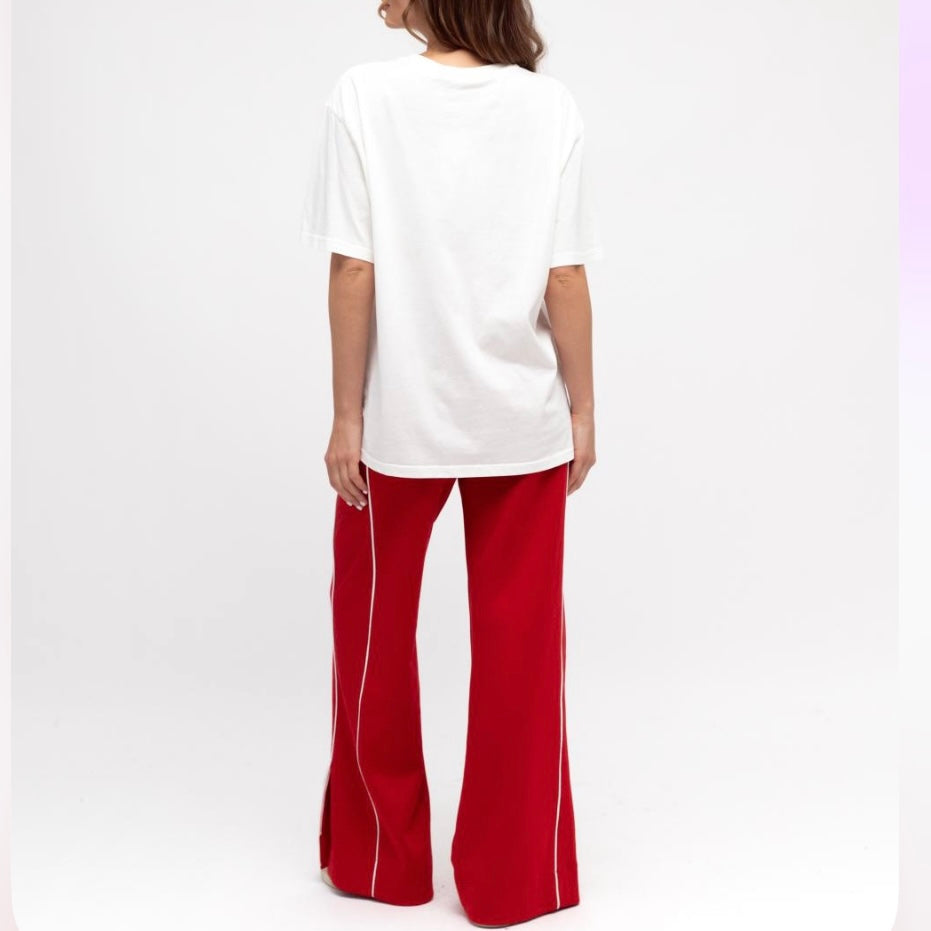 Ruby Trackpant - Blood Red & White Stripe