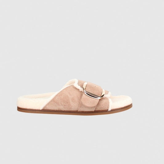 Kora Leather Slide -Taupe