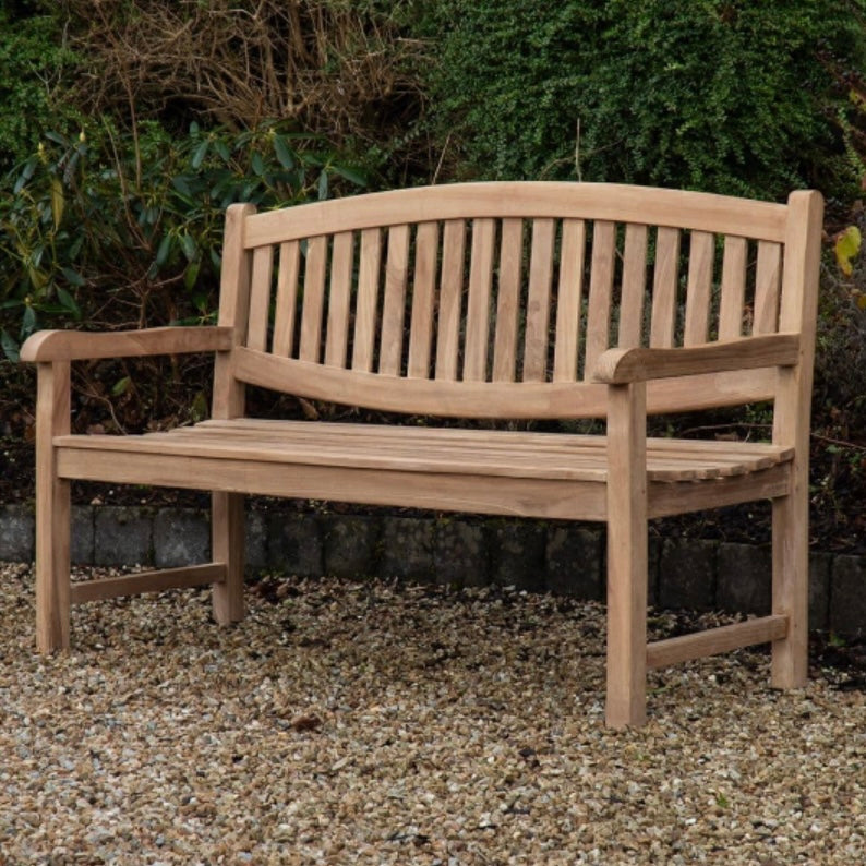 Solid Outdoor Teak Oval Bench