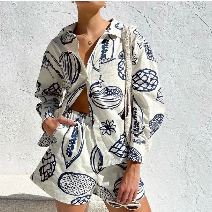 ST BARTS TWIN SET-NAVY & WHITE