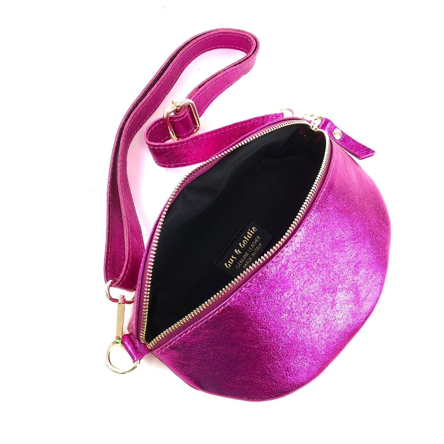 LOLA CROSS BODY BAG-FUCHSIA PINK METALLIC LEATHER