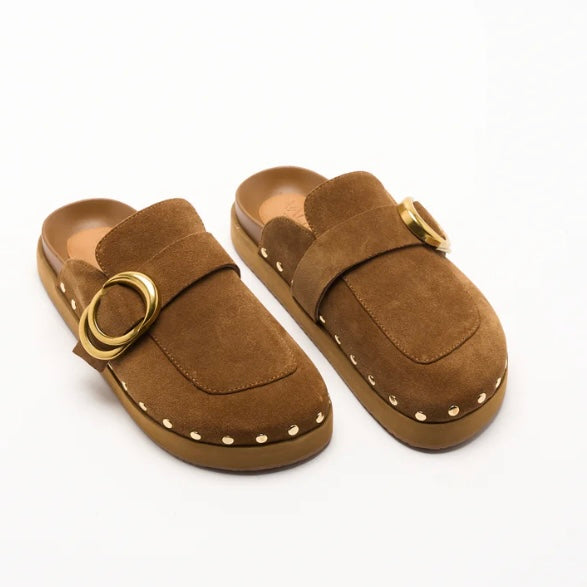 PASCAL LEATHER MULE - SUEDE TAN